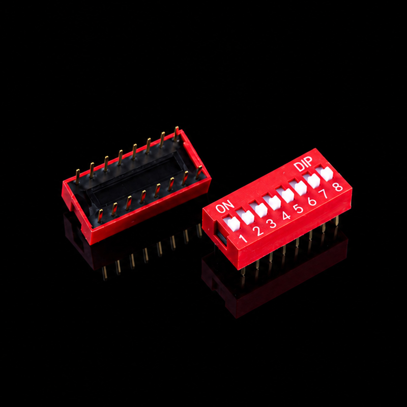 DIP 开关 TS-U001022，DS-2.54-8P，红色，通孔